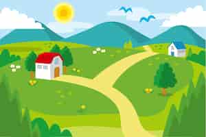 Free vector countryside landscape illustration