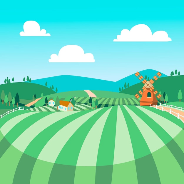 Free Vector countryside landscape illustration