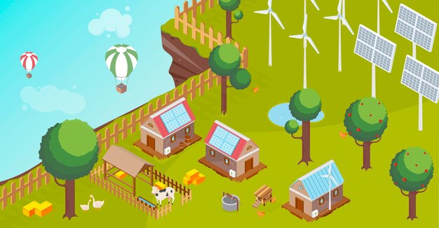 Countrysideand renewable energy illustration