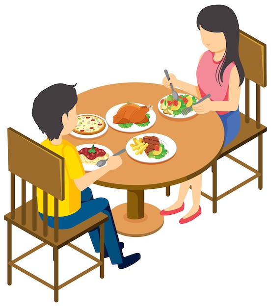 Couple dining table isometric