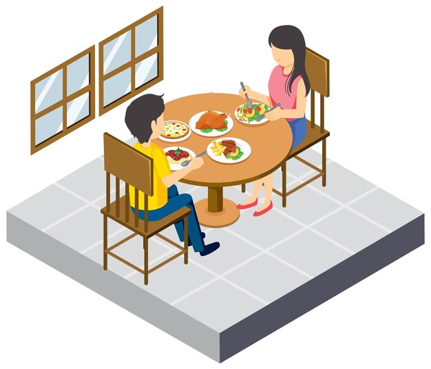 Couple dining table isometric