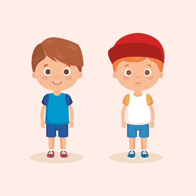 Free Vector couple of little boys characters