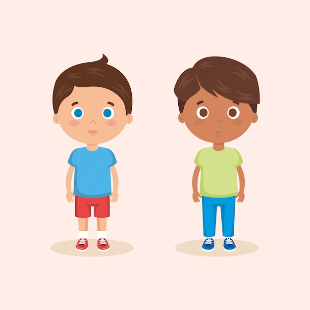 Free Vector couple of little boys characters