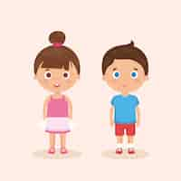 Free vector couple little kids characters