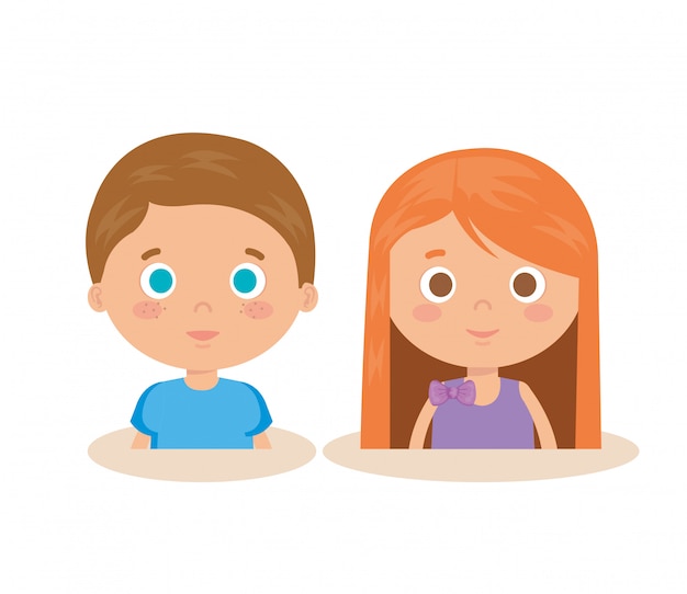 Free vector couple little kids characters