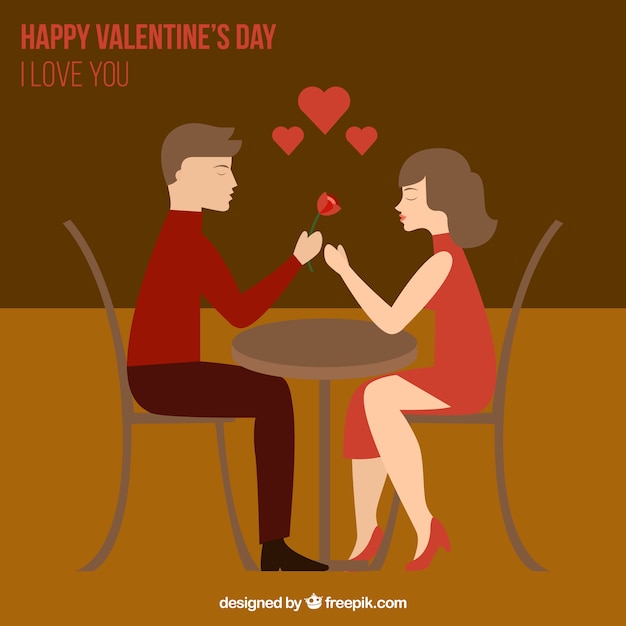 Free Vector couple in love in valentines day illustration