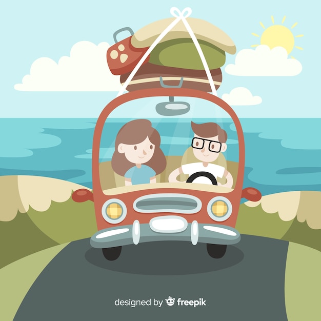 Free Vector couple traveling