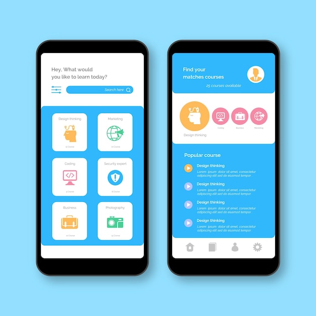 Course app interface concept
