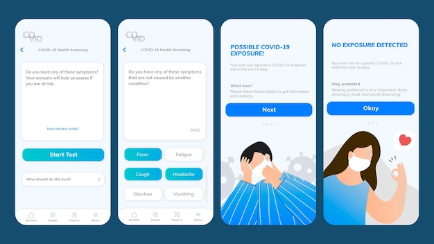 COVID-19 health screening application template  mobile screen