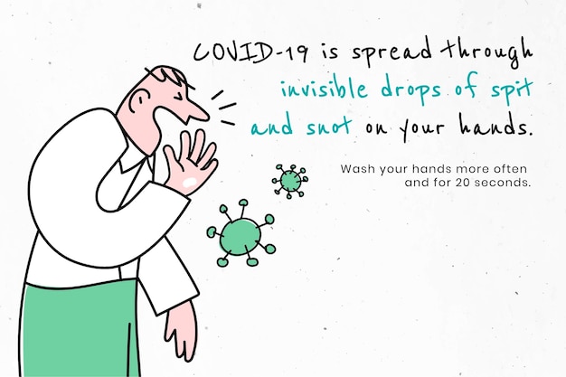 Free Vector covid-19 spreads through invisible droplets. covid-19 message