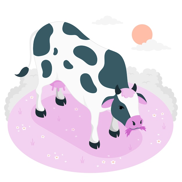 Free Vector cow eating concept illustration