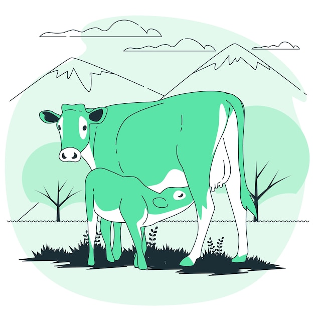 Free Vector cow feeding calf concept illustration