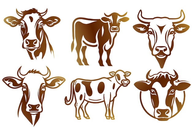 Free Vector cow logo illustration collection