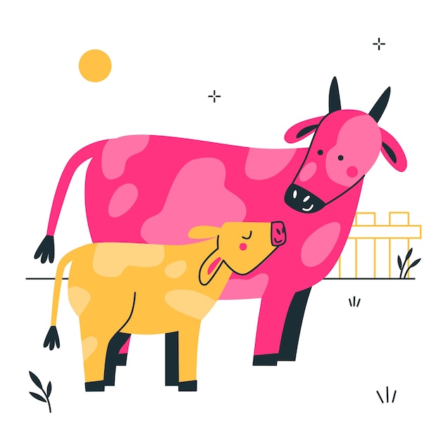 Free Vector cow mum concept illustration