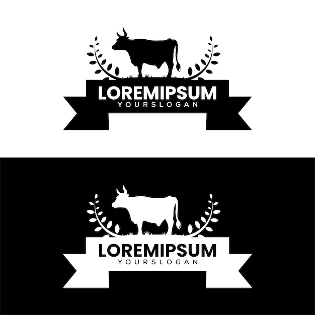 Free Vector cow silhouette icon logo design