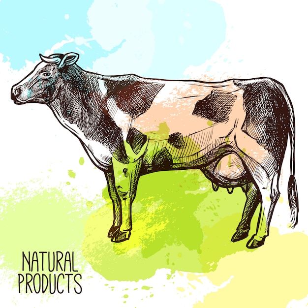 Free Vector cow sketch illustration