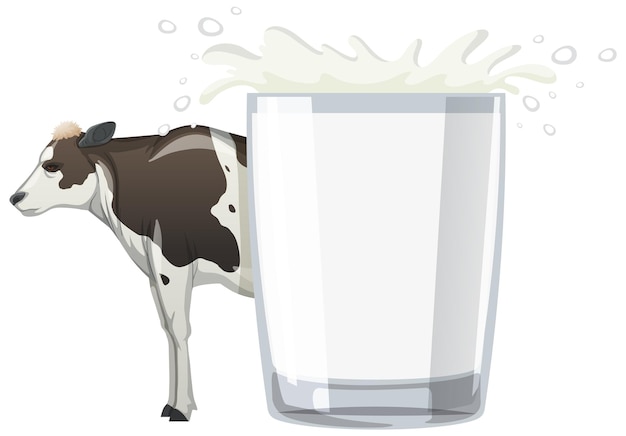 Free Vector a cow with a glass of milk