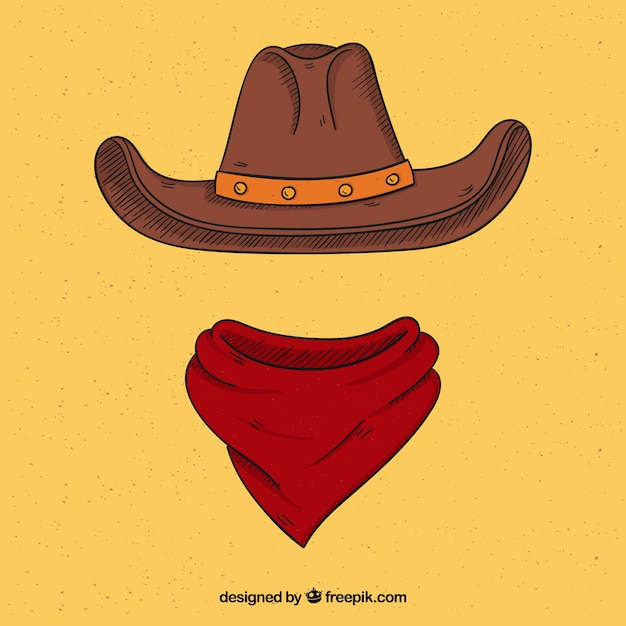 Free vector cowboy hat and scarf