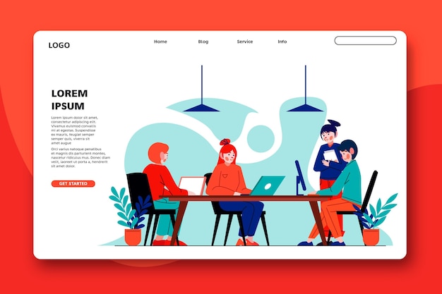 Free Vector coworking landing page web template