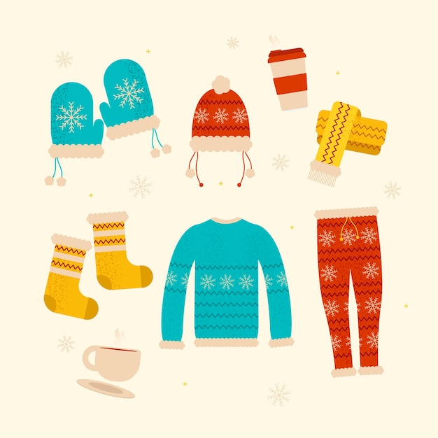 Free Vector cozy winter clothes collection