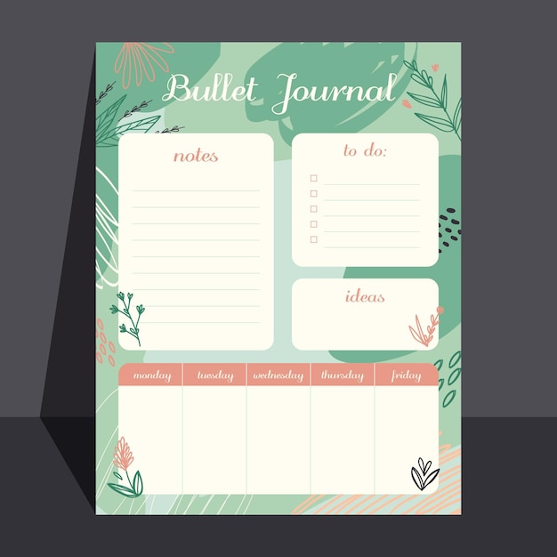 Free Vector creative bullet journal planner