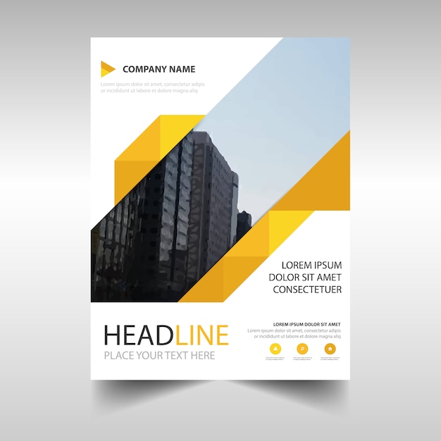 Creative business brochure with yellow shapes