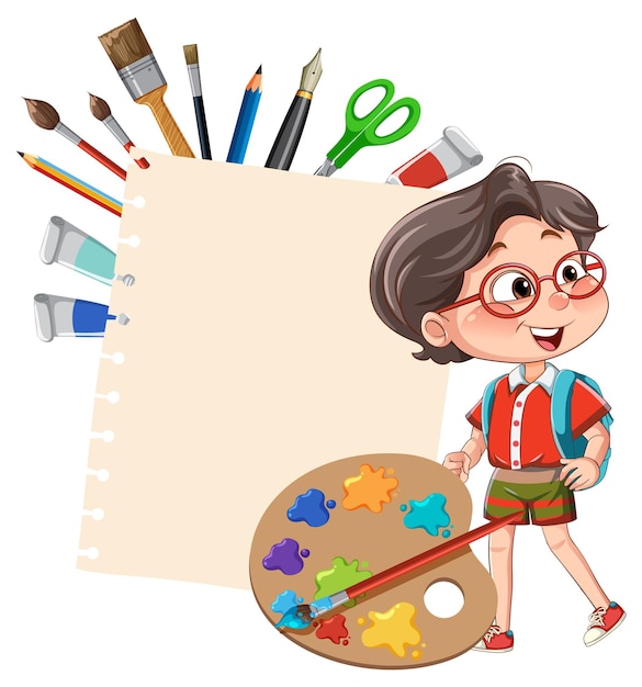 Free Vector creative child with art supplies