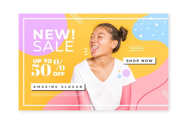 Free Vector creative fashion sale home page template with photo