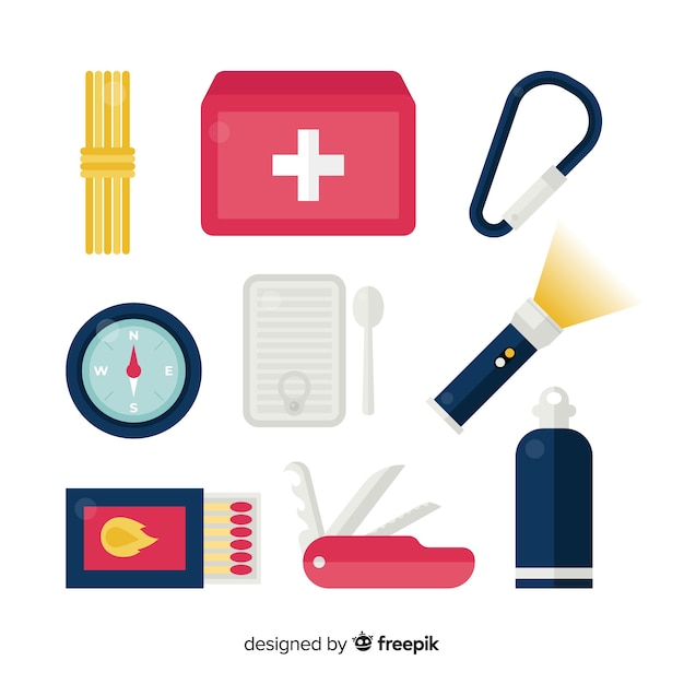 Free vector creative flat emergency survival kit