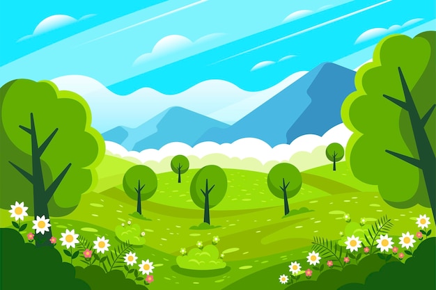 Free vector creative flat spring landscape