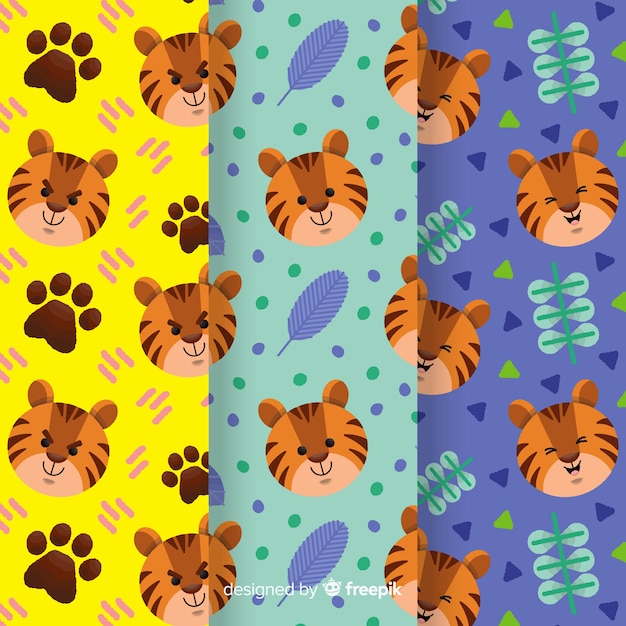 Free Vector creative hand drawn tiger pattern