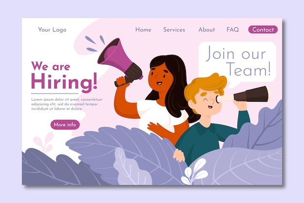 Free Vector creative hiring landing page