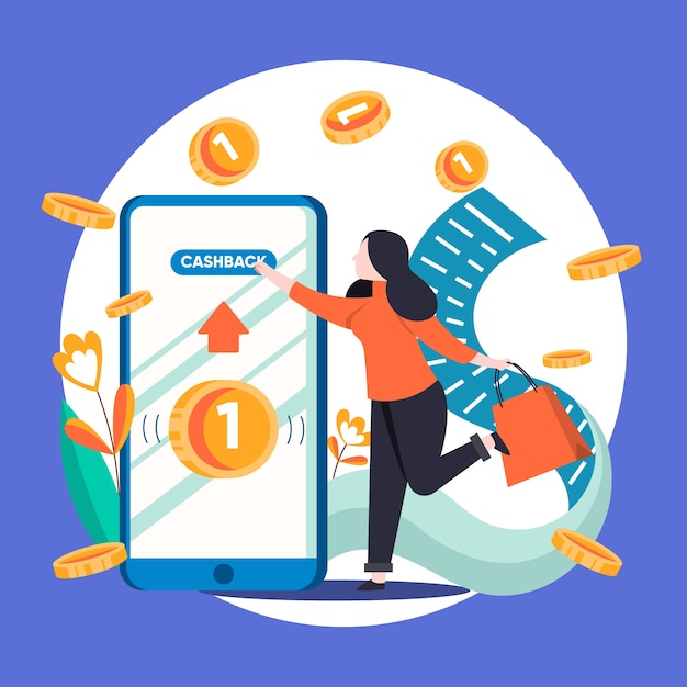Free vector creative illustration of cashback concept with phone