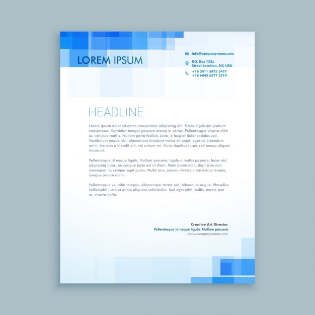 Free Vector creative letterhead with blue shapes