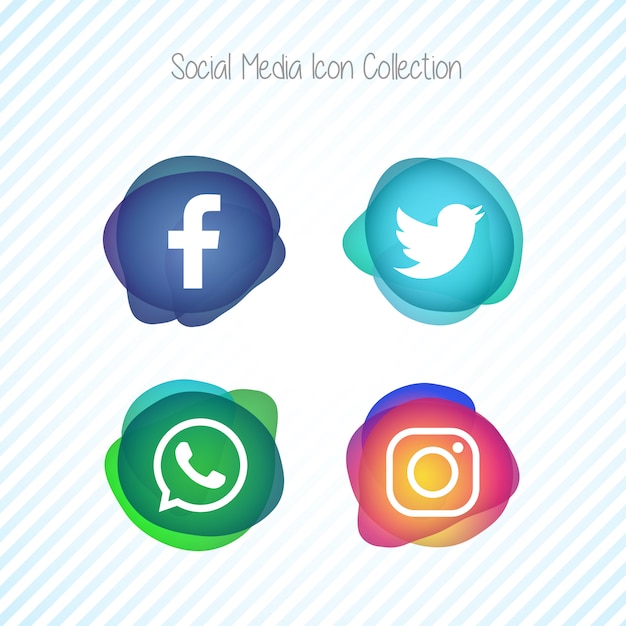 Free Vector creative memephis fluid social media icons set