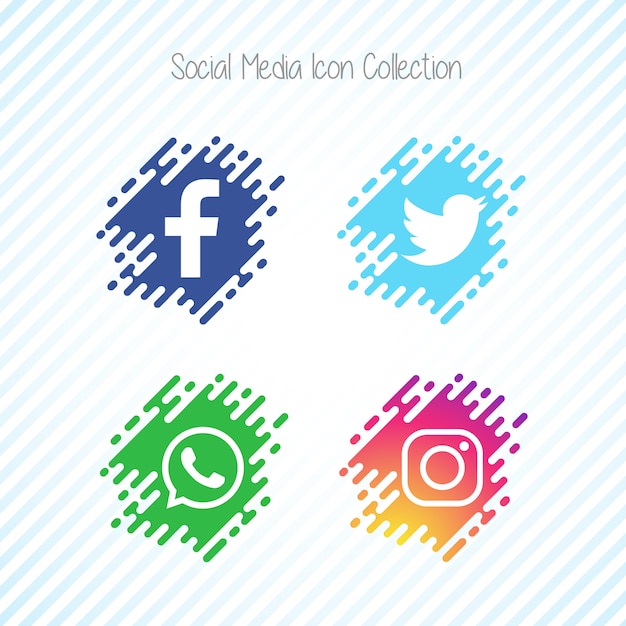 Free Vector creative memphis social media icon set