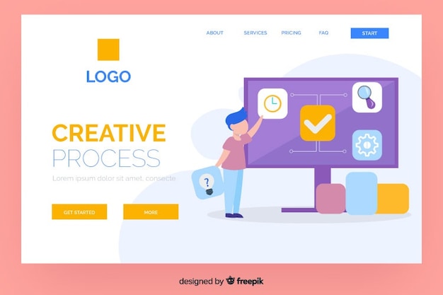 Free Vector creative process landing page template