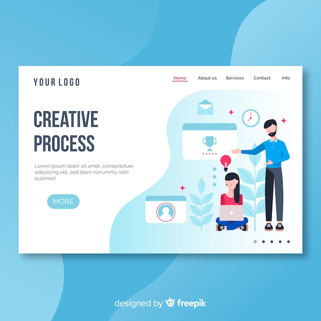 Free vector creative process landing page