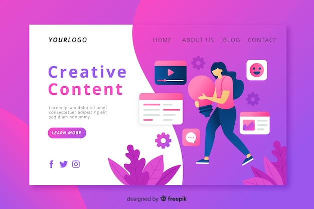 Free vector creative process landing page