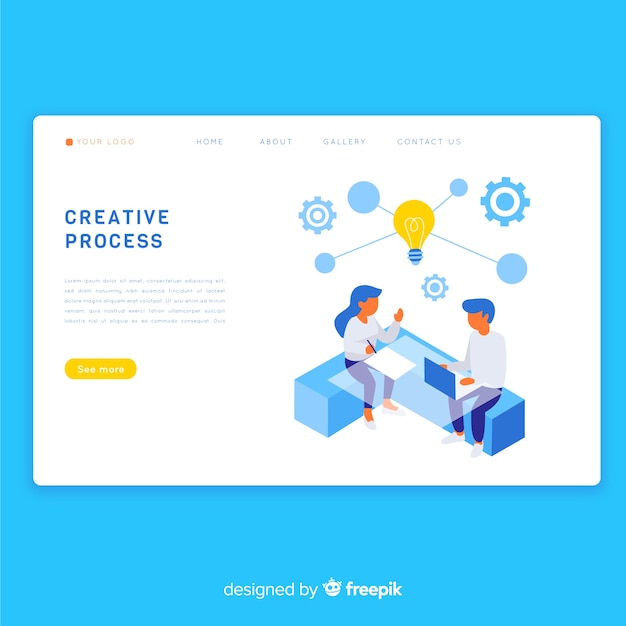 Free vector creative process landing page