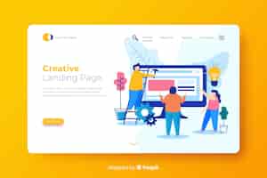 Free vector creative process landing page