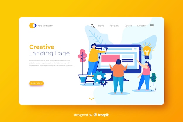 Free Vector creative process landing page