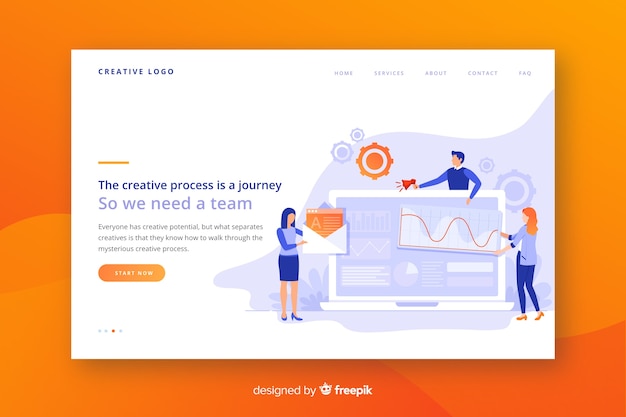 Creative process landing page