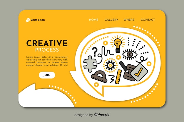 Free Vector creative process landing page