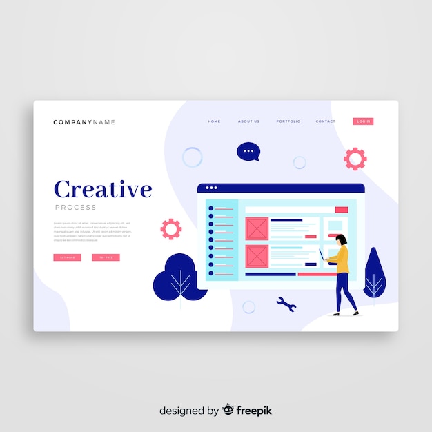 Free Vector creative process landing page