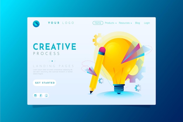 Free vector creative process landing pages