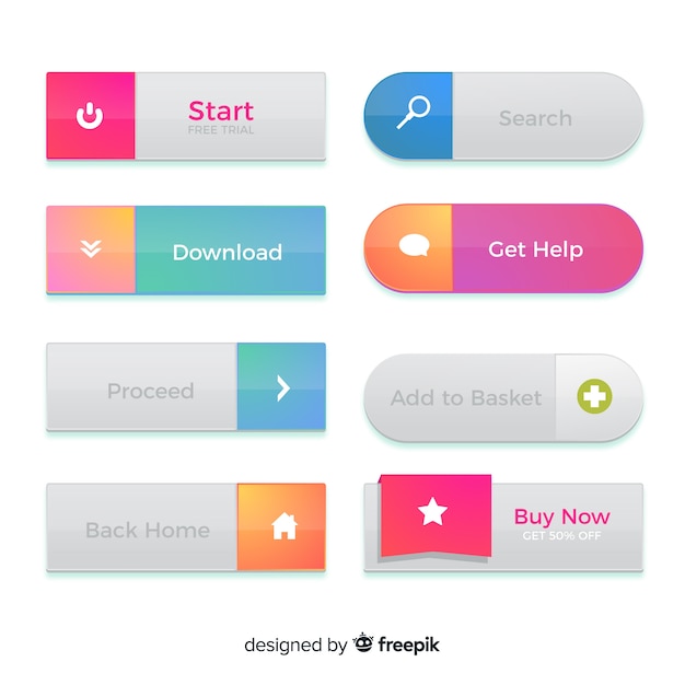 Free Vector creative web buttons in gradient style