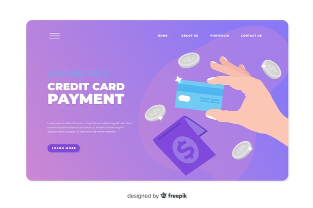 Credit card payment concept for landing page