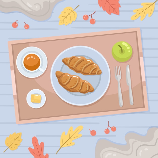 Free Vector croissants comfort food illustration