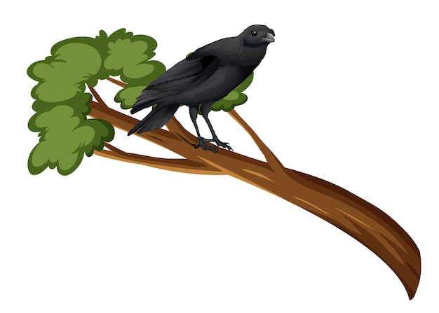 Free Vector crow standing on tree branch